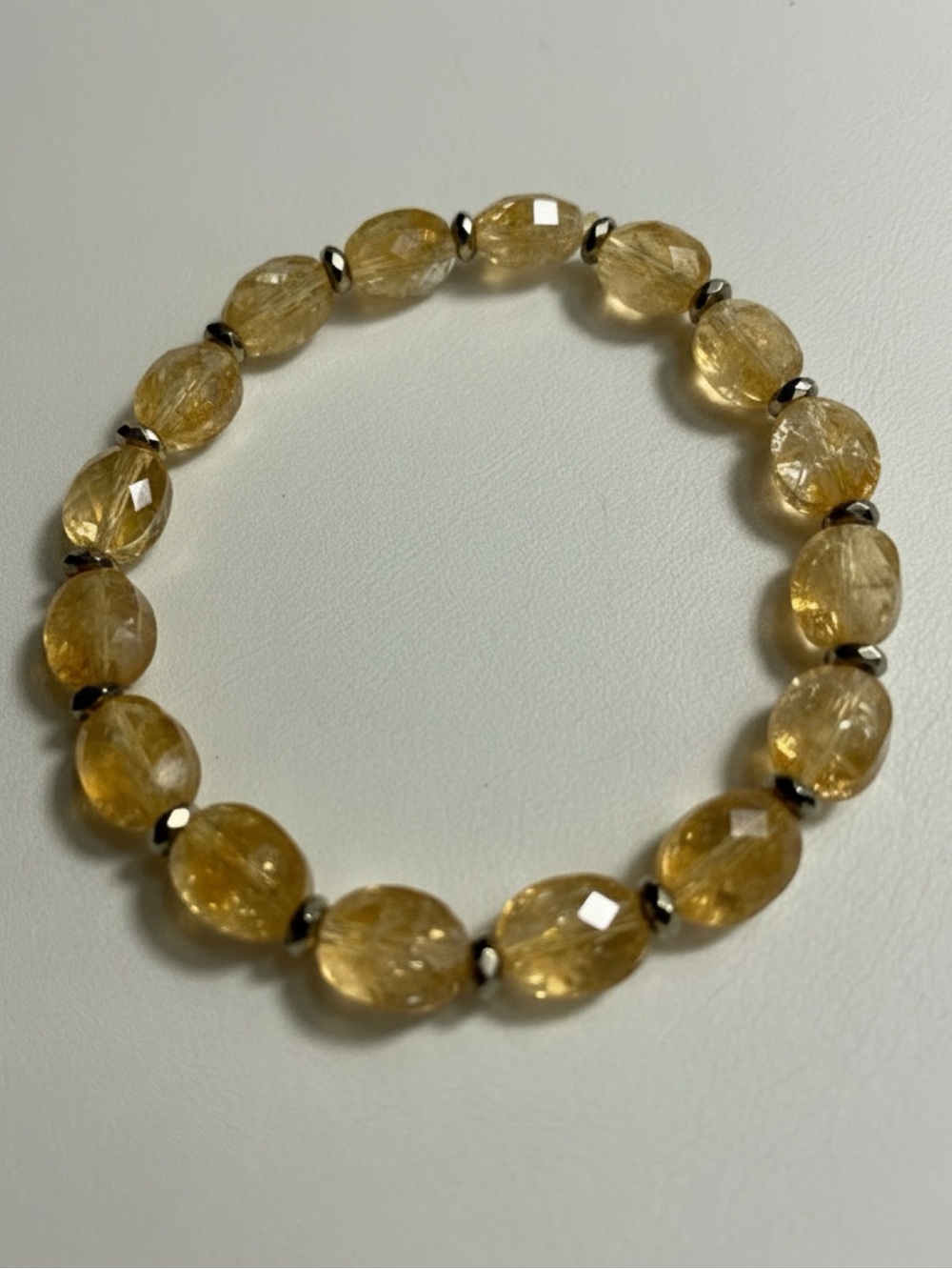 Citrine and Pyrite Stretch Bracelet.